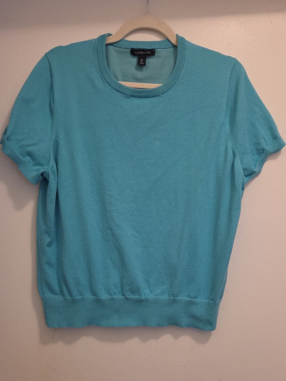 Lands' End Short-Sleeve Crewneck Top - Turquoise Blue